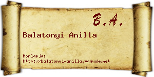Balatonyi Anilla névjegykártya